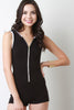 Hooded Sleeveless Zip Up Romper