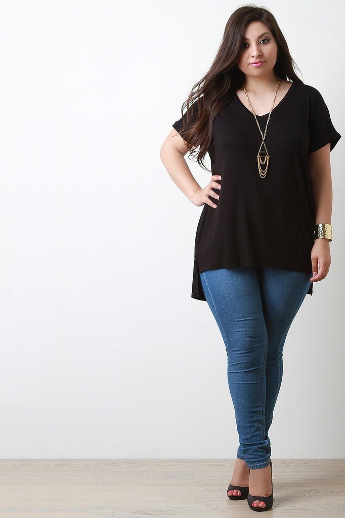 Oversized V-Neck High-Low Tee