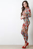 Geometric Tribal Semi-Sheer Mesh Jumpsuit