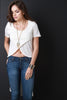 Distressed Wrap Marled Scoop Neck Tee