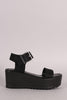 Soda Nubuck Open Toe Flatform Wedge Sandal