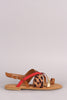 Bamboo Leopard Asymmetrical Toe Ring Flat Sandal