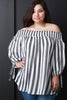 Off Shoulder Elasticized Stripes Longsleeve Top