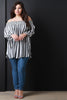 Off Shoulder Elasticized Stripes Longsleeve Top