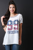 99 Freedom Graphic Print Stripe Back Tee Shirt