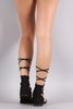 Suede Open Toe Corset Lace-Up Flat Sandal