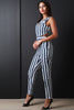 Vertical Striped Back Cutout Jumpsuit
