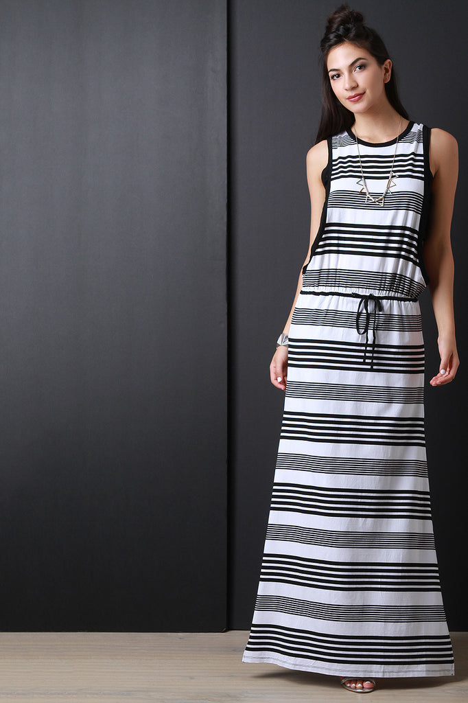 Side Cutout Striped Maxi Dress