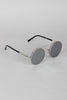 Metallic Trim Round Frame Clip-On Sunglasses