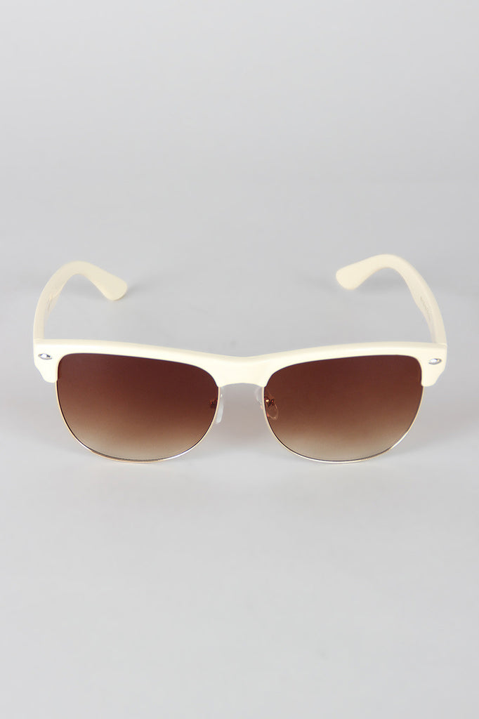 Semi-Rimless Metal and Plastic Sunglasses