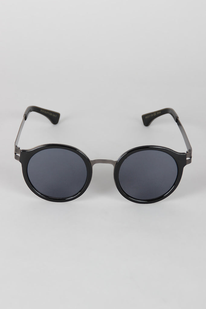 Retro Metal and Plastic Round Sunglasses