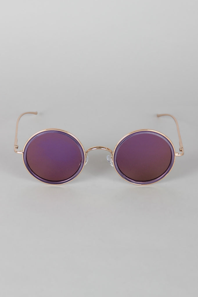 Vintage Metallic Round Sunglasses