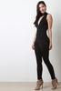 Mock Neck Deep V Cutout Jumpsuit