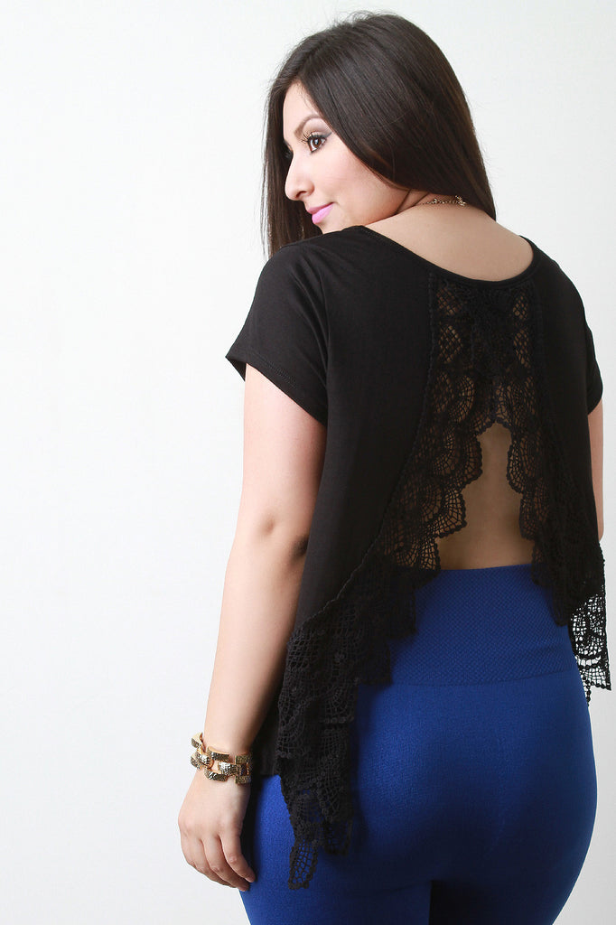 Crochet Open Back Short Sleeve Top