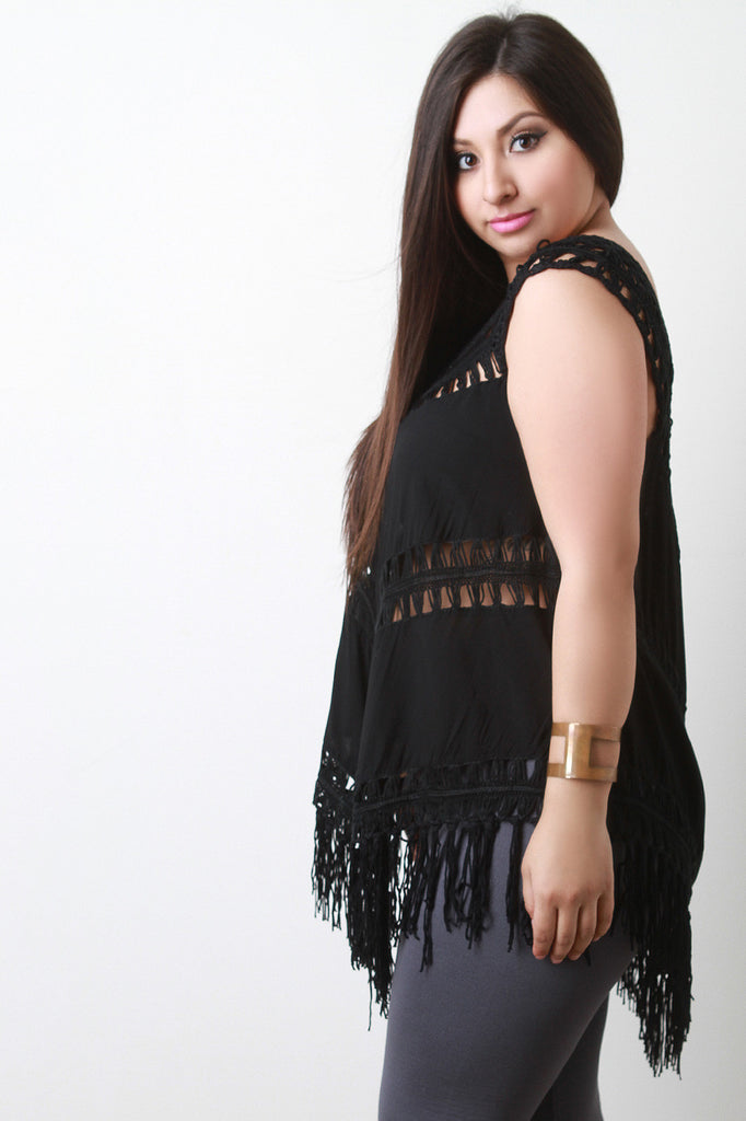 Woven Crochet Macrame Knot Sleeveless Top