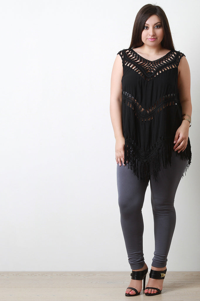 Woven Crochet Macrame Knot Sleeveless Top