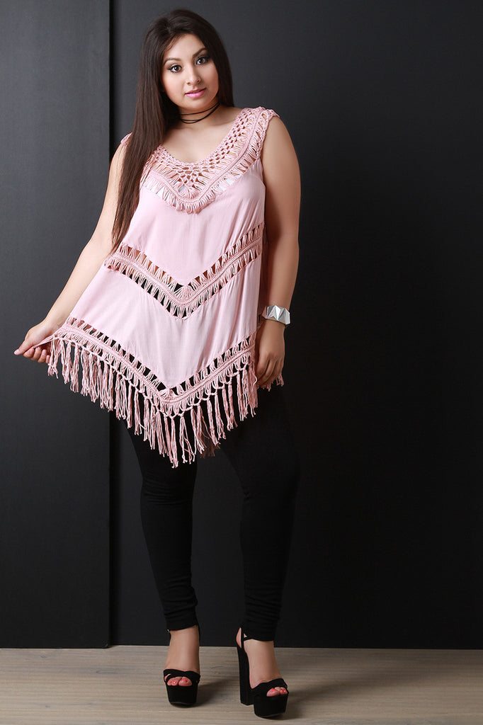 Woven Crochet Macrame Knot Sleeveless Top