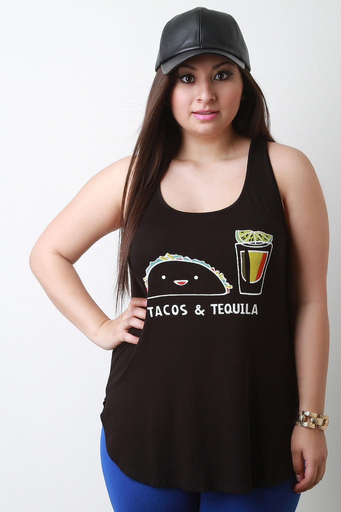 Happy Taco and Tequila Graphic Print Top