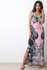 Floral Humming Bird Mirrored Print Maxi Dress