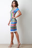 Vibrant Tribal Print Short Sleeves Bodycon Midi Dress