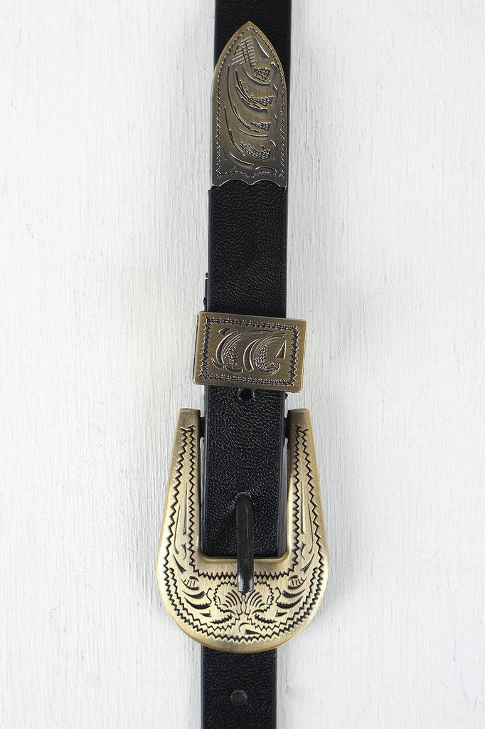 Etched Double Buckle Belt