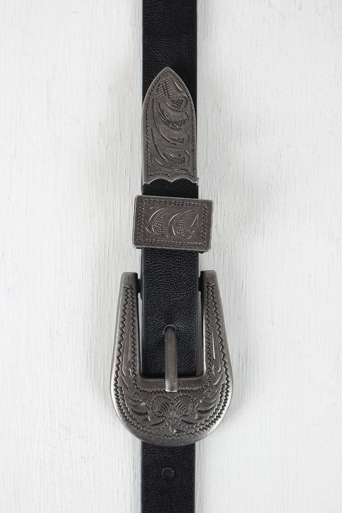 Etched Double Buckle Belt