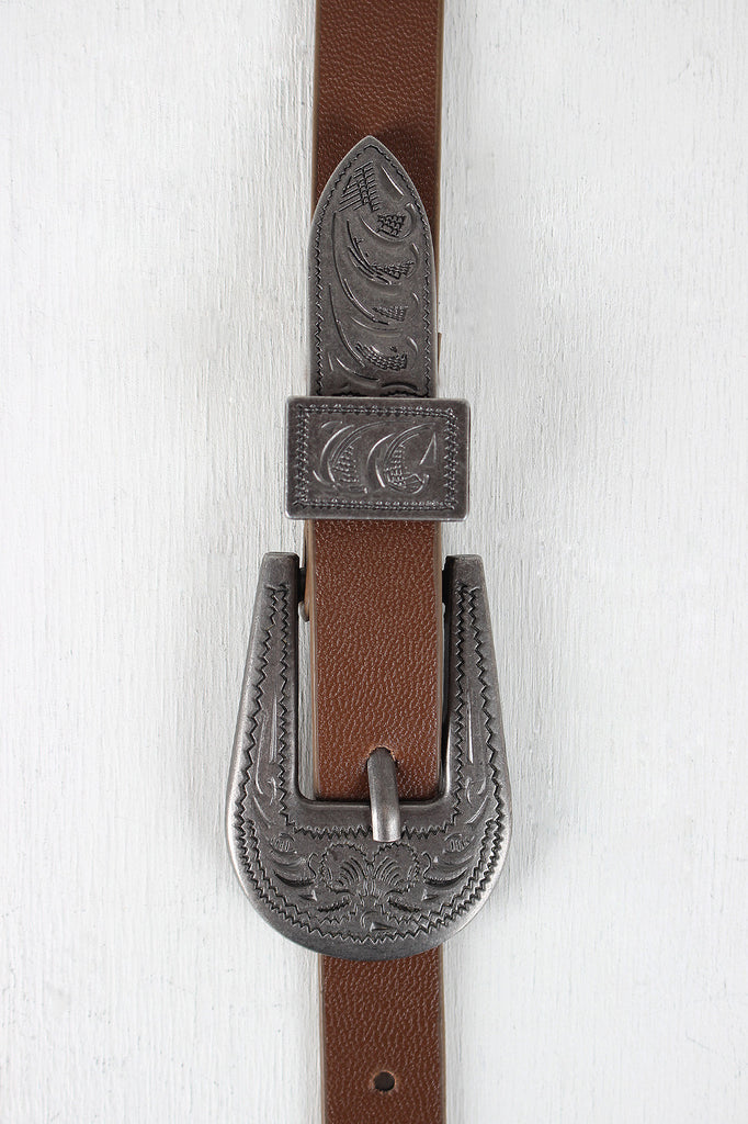 Etched Double Buckle Belt