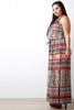 Woven Boho Print Halter Belted Maxi Dress