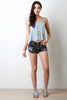 Distressed Button Up High Cut Denim Shorts