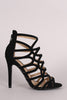 Qupid Nubuck Strappy Caged Stiletto Heel