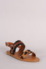 Bamboo Leopard Double Band Hardness Slingback Flat Sandal