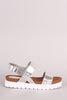 Bamboo Patent Double Band Lug Sole Flatform Sandal