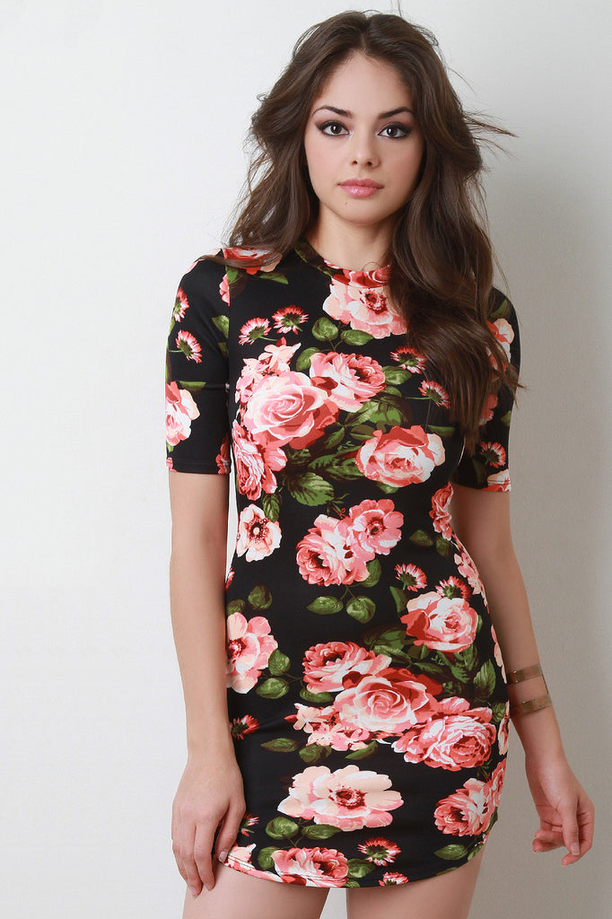 Floral Print Bodycon Mini Dress