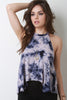 Mock Neck Sleeveless Tie Dye Top