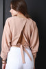 Back-Tie Long Sleeve Cropped Blouse Top