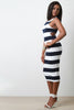 Striped Sleeveless Racerback Midi Dress