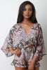 Floral Surplice Dolman Sleeve Ruffle-Hem Romper