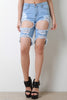 Distress Hole Bermuda Denim Shorts