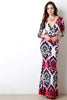 Tie Dye Bulgari Print Surplice Maxi Dress