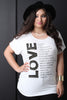 Rhinestone Accent Love Graphic Print Short Sleeve Tee