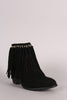 Liliana Suede Chained Fringe Chunky Heeled Ankle Boots