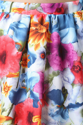 Vibrant Floral Print High Waist Skirt