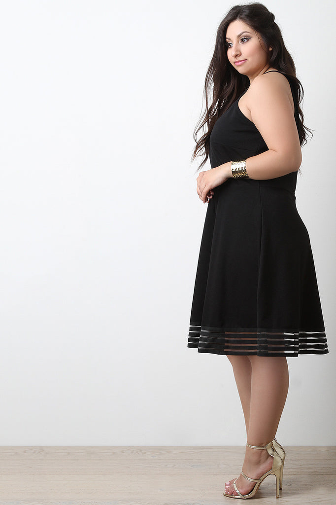 Plus Size Ladder Trim A-Line Dress