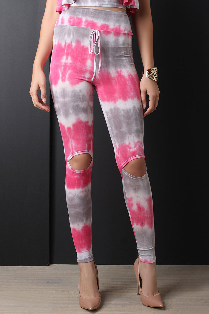 Tie Dye Knee Slit Leggings