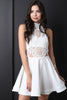 Crochet Lace Halter Neck Ruffle Dress