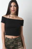 Off The Shoulder Rib Knit Crop Top