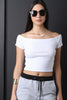 Off The Shoulder Rib Knit Crop Top