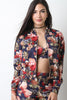 Floral Print Long Sleeve Zip-Up Jacket
