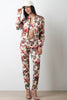 Floral Print Long Sleeve Zip-Up Jacket