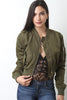 Zip Up Crop Bomber Jacket